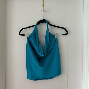 Iris Blue Draped Halter Camisole